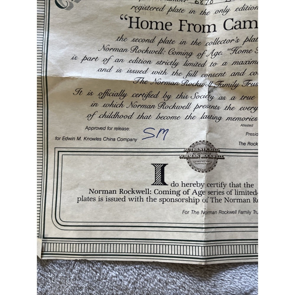 Norman Rockwell's limited-edition plate, 'Home From Camp.' - Picture 8 of 10